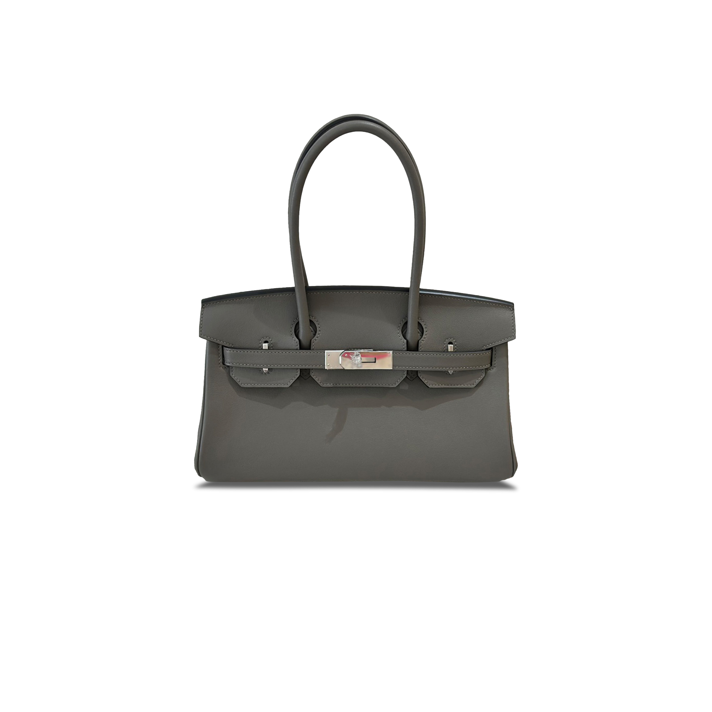 H**mes master birkin mini 29 leather shoulder birkin silver buckle gray bag 4341856341 (29*19*16cm)